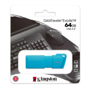 Pendrive Kingston DataTraveler Exodia M, 64GB, USB 3.2 Gen 1, Neon Aqua Blue - Imagen 2