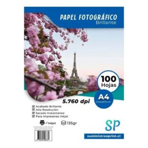 Papel Fotográfico GENERICO A4 Glossy 135 g Alto Brillo x 100 Hojas - Imagen 2