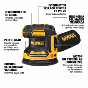 Lijadora Rotorbital DEWALT 20V Sin Baterías ni Cargador - Imagen 3