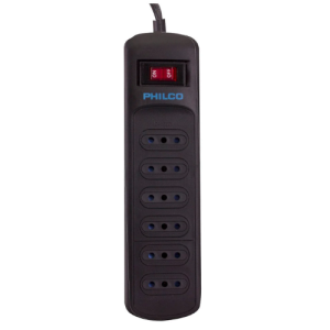 Alargador Protector Sobrevoltaje PHILCO 918J 6 Posiciones 1.5 Metros con Switch